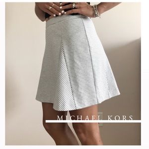 Michael Kors White / Gray Striped Zip Back Skirt